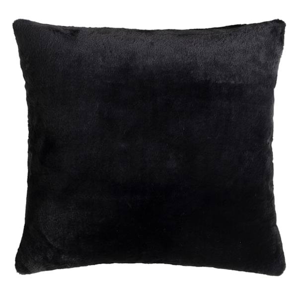 Bristol Black Faux Fur Throw Pillow, 18"