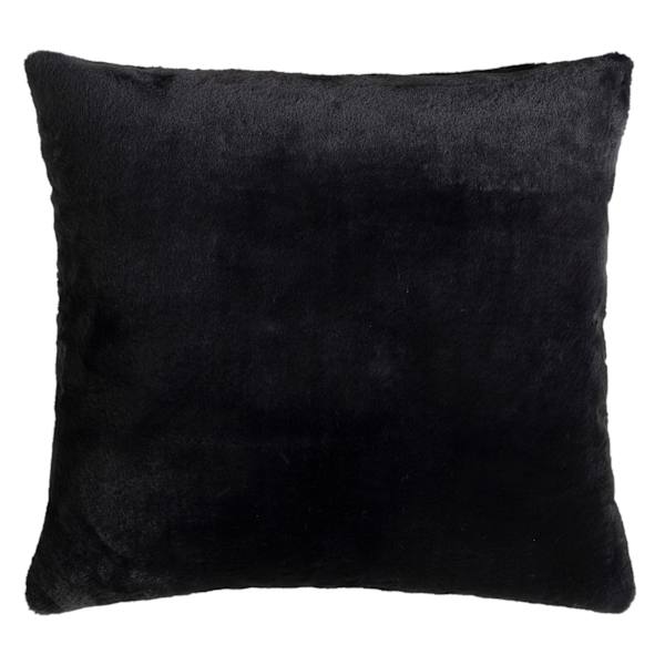 Bristol Black Faux Fur Throw Pillow, 24"