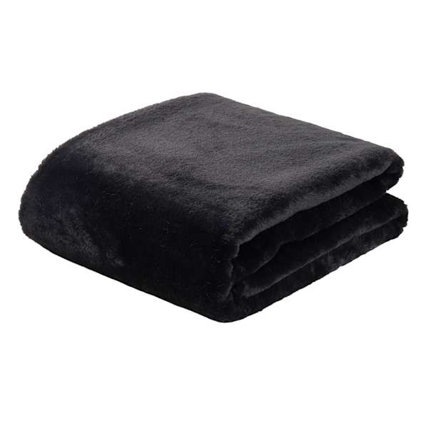Black Bristol Faux Fur Throw Blanket, 50x60