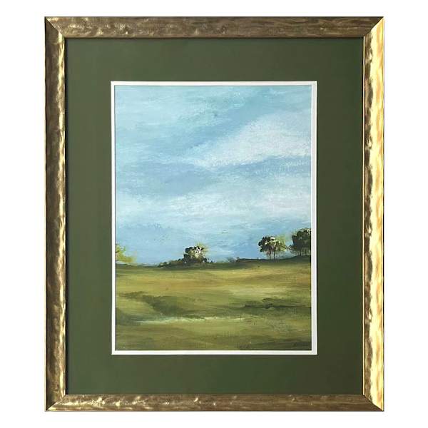 Glass Framed Grassy Landscape Print Wall Art, 20x26