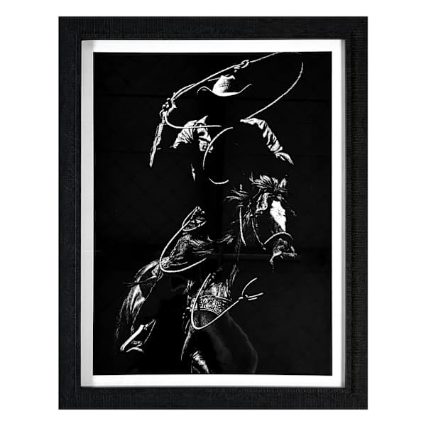 Glass Framed Scratchboard Rodeo VII Paper Print Wall Art, 20.6x26.6