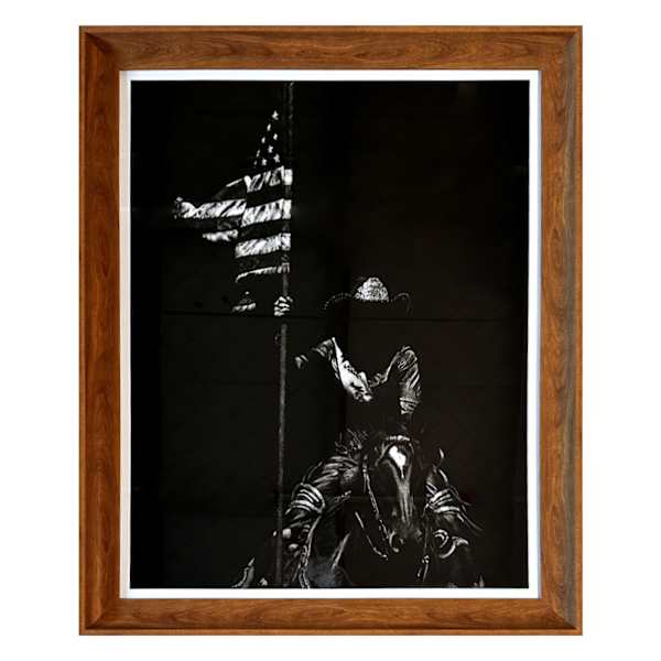 Glass Framed Scratchboard Rodeo VI Paper Print Wall Art, 44.5x34.5