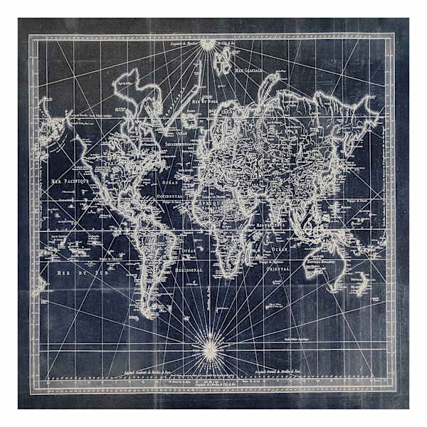 35X35 World Map Canvas Wall Art
