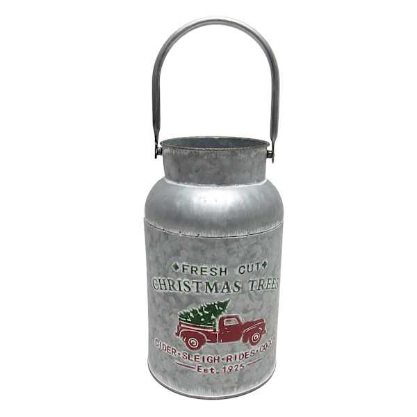 Homespun Holiday Large Metal Milk Can, 11"