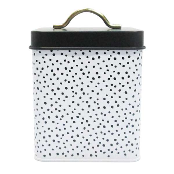 Doreen White & Black with Gold Handles Laundry Canister, Small