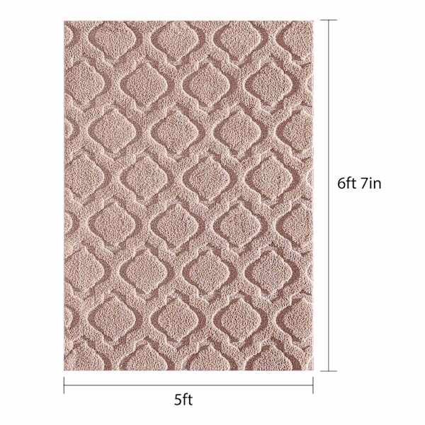 (D438) Jardel Blush Tufted Area Rug With Non-Slip Back, 5x7