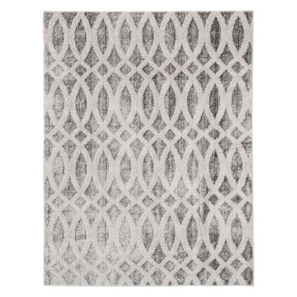 (D440) Sophelia Grey & Ivory Tufted Area Rug with Non-Slip Back, 5x7