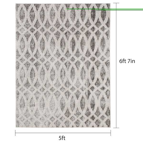(D440) Sophelia Grey & Ivory Tufted Area Rug with Non-Slip Back, 5x7