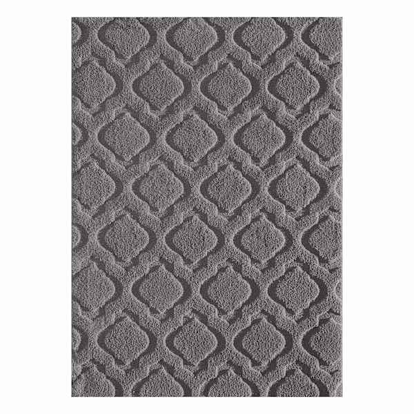 (D458) Jardel Grey Tufted Area Rug with Non-Slip Back, 5x7