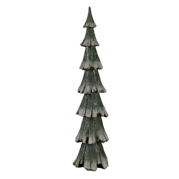 Homespun Holiday Green & White Glittered Tree, 15"