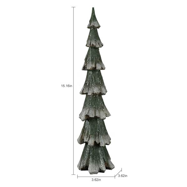 Homespun Holiday Green & White Glittered Tree, 15"