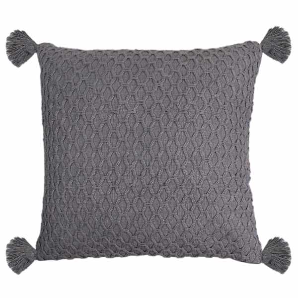 Honeybloom Blue Woven Throw Pillow with Tassels, 18"