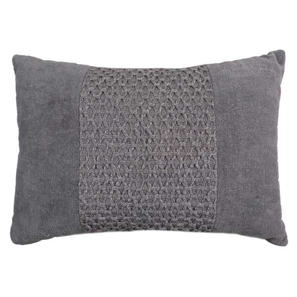 Honeybloom Blue Woven Textured Throw Patch Pillow, 14x20