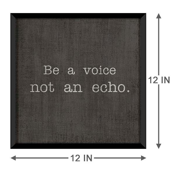 Glass Framed Be a Voice Not an Echo Wall Sign, 12"