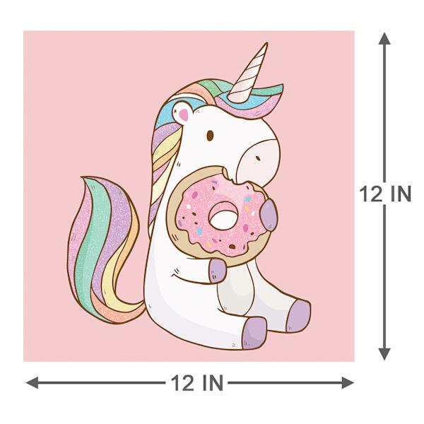 Unicorn & Donut Glittered Embellished Canvas Wall Art, 12"