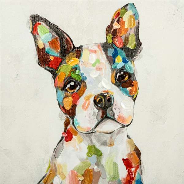 Rainbow Dog Portrait Canvas Wall Art, 12"