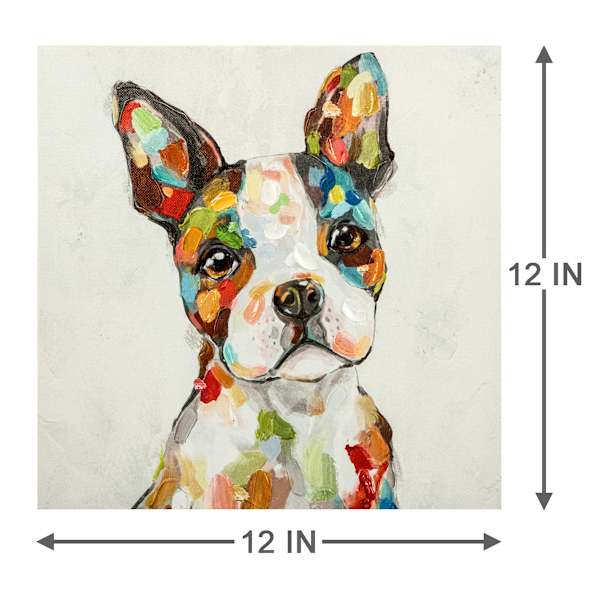 Rainbow Dog Portrait Canvas Wall Art, 12"