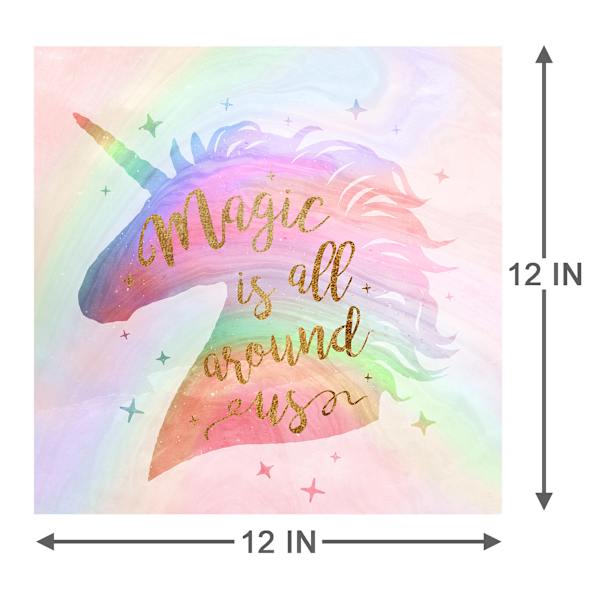 Magic Is All Around Us Unicorn Foiled Canvas Wall Art, 12"