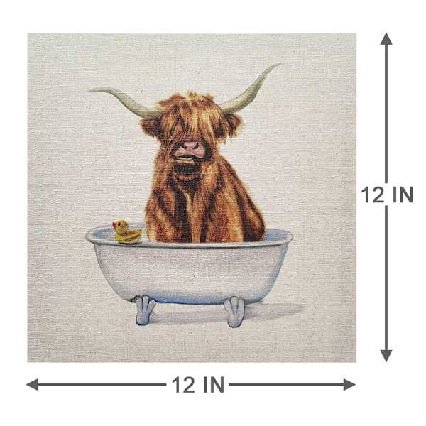 Bathing Beauty Highland Cow Canvas Wall Art, 12"
