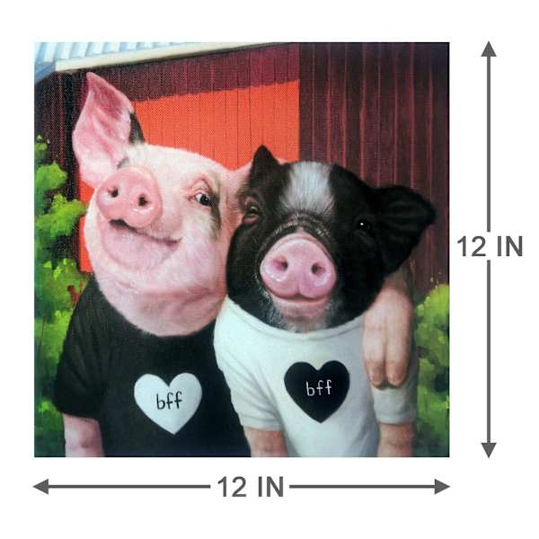 Pig BFF Canvas Wall Art, 12"