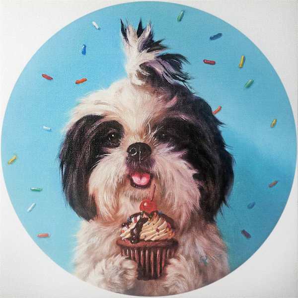 Birthday Puppy Canvas Wall Art, 12"