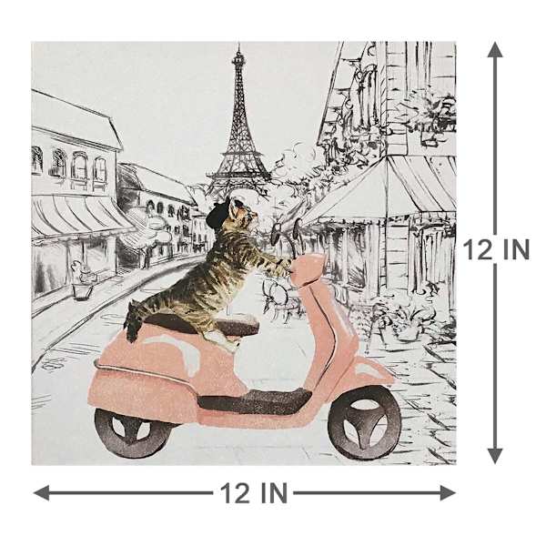 Paris Cat Canvas Wall Art, 12"