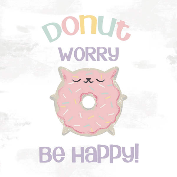 Tiny Dreamers Donut Worry Be Happy Canvas Wall Art, 12"