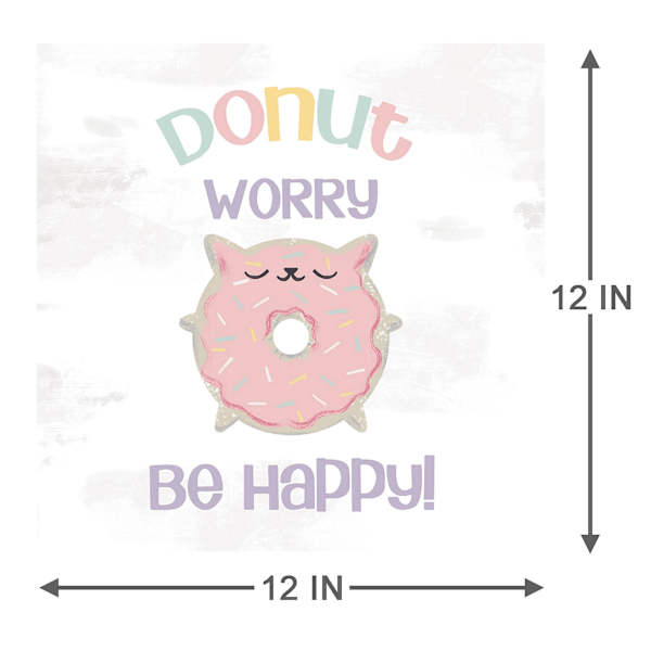 Tiny Dreamers Donut Worry Be Happy Canvas Wall Art, 12"