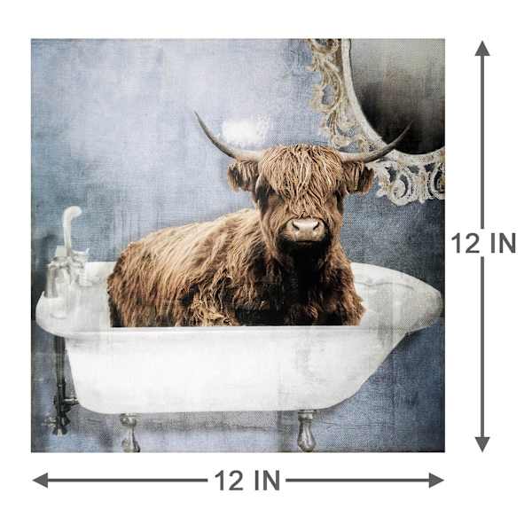 Bathtub Bull Canvas Wall Art, 12"