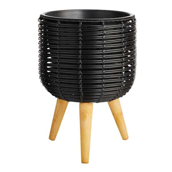 Tracey Boyd Black Polyrattan Planter Stand, Large