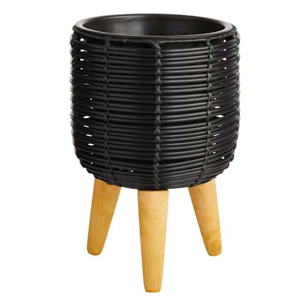 Tracey Boyd Black Polyrattan Planter Stand, Medium