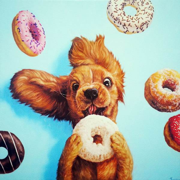 Donut Dog Canvas Wall Art, 12"