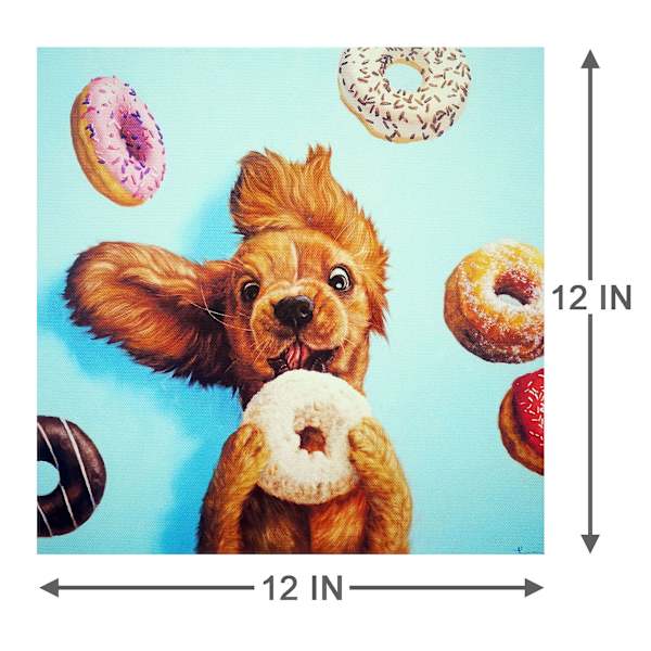 Donut Dog Canvas Wall Art, 12"