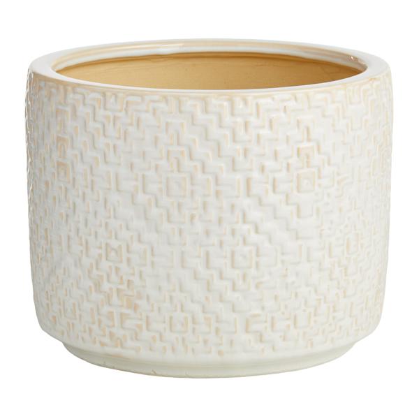 Found & Fable Indoor White Reactive Glaze Geo Planter, Large