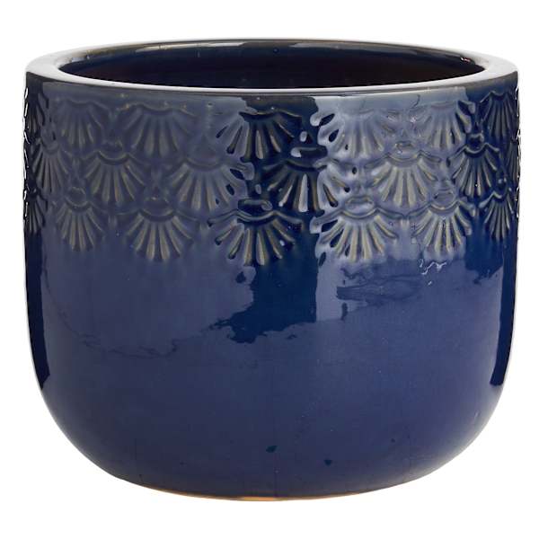 Ashley Blue Ceramic Outdoor Planter, Medium