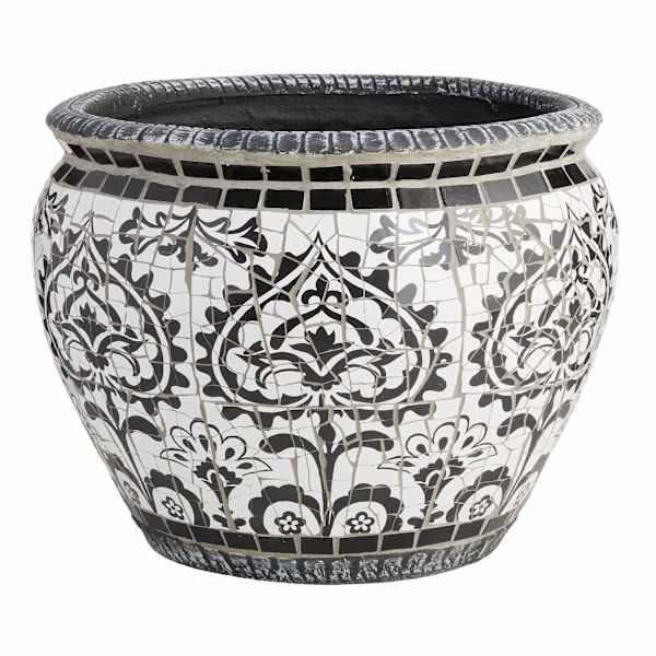 Black & White Mosaic Outdoor Planter, Large