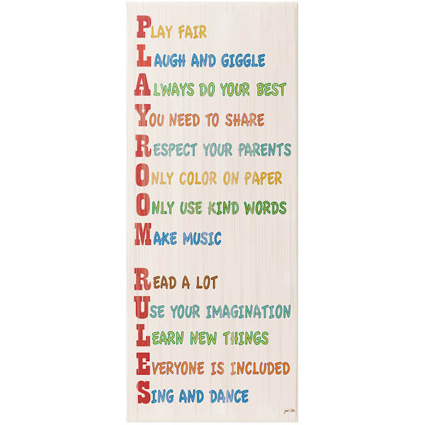 Kids Play Room Rules Canvas Wall Art, 12x36