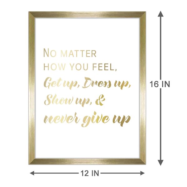 Glass Framed Never Give Up Sentiment Foiled Wall Sign, 12x16