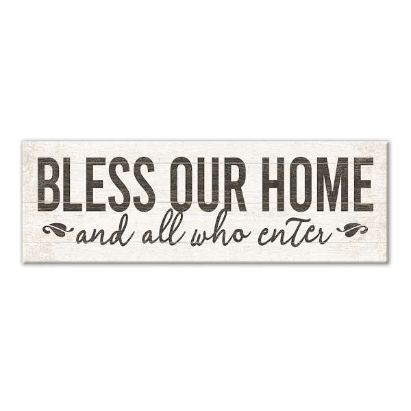 Bless Our Home & All Who Enter Textured Canvas Wall Sign, 12x36