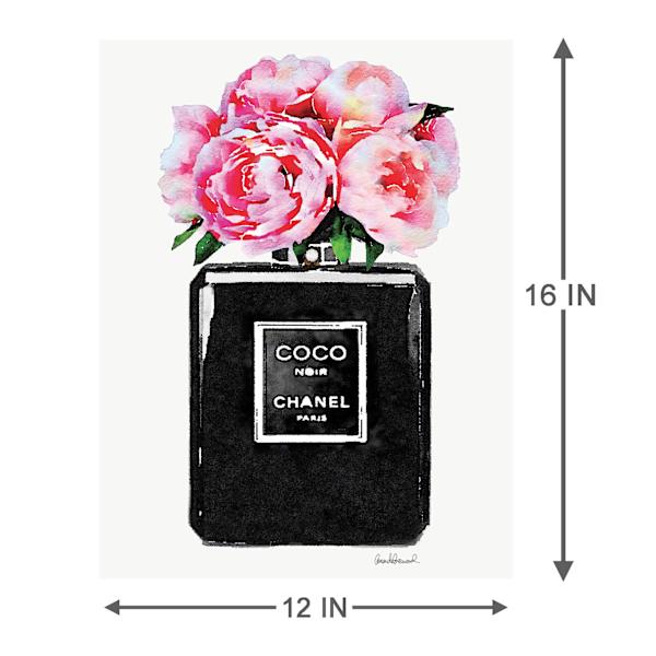 Fashion Perfume Bottle with Flowers Canvas Wall Art, 12x16
