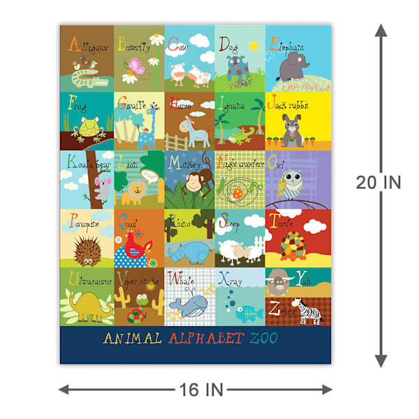Animal Alphabet Zoo Canvas Wall Art, 16x20