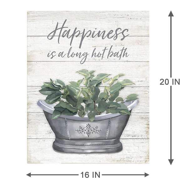 Happiness Is A Long Hot Bath Canvas Wall Art, 16x20