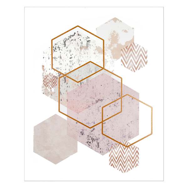 Gold Geometric Shapes Textured Canvas Wall Art, 16x20