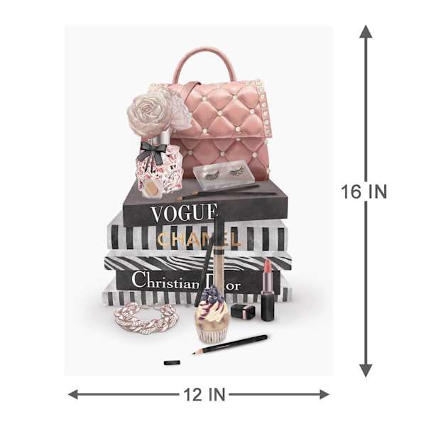 Designer Bookstack with Bag Canvas Wall Art, 12x16