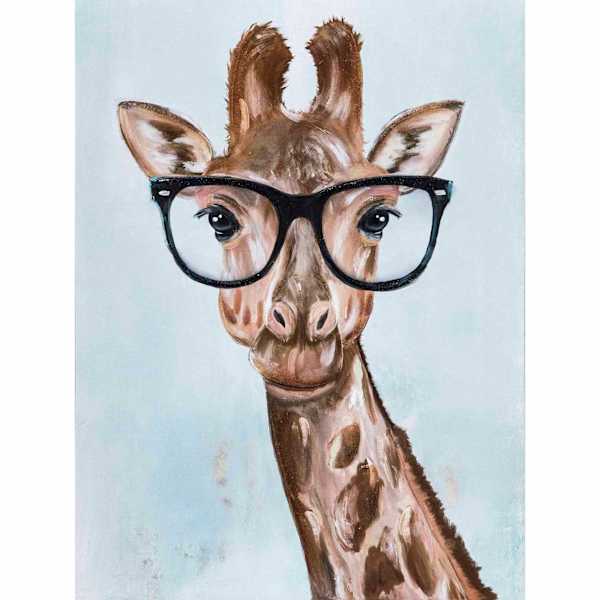 Giraffe with Glasses Canvas Wall Art, 12x16