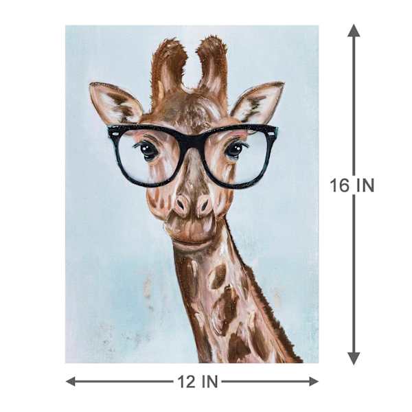 Giraffe with Glasses Canvas Wall Art, 12x16