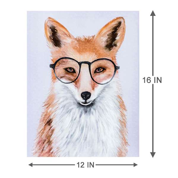 Fox with Glasses Canvas Wall Art, 12x16