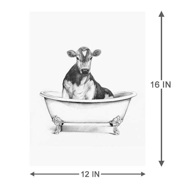 Farm Cow In Bath Tub Canvas Wall Art, 12x16