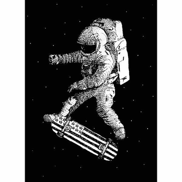 USA Astronaut Skateboard Canvas Wall Art, 12x16