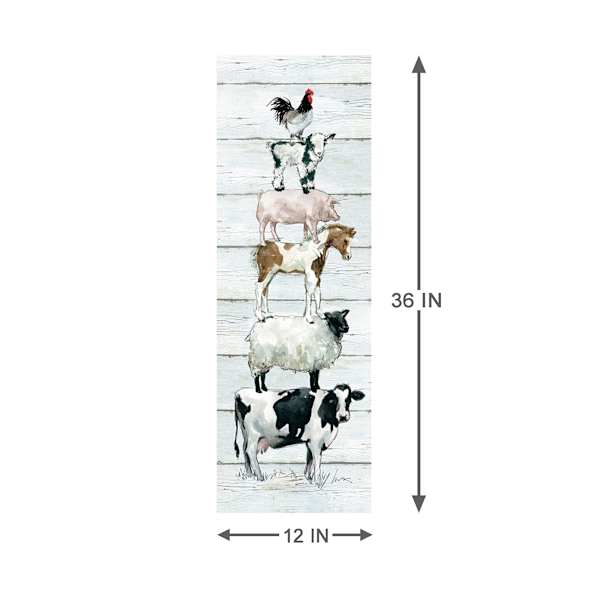 Animal Farm Stack Canvas Wall Art, 12x36